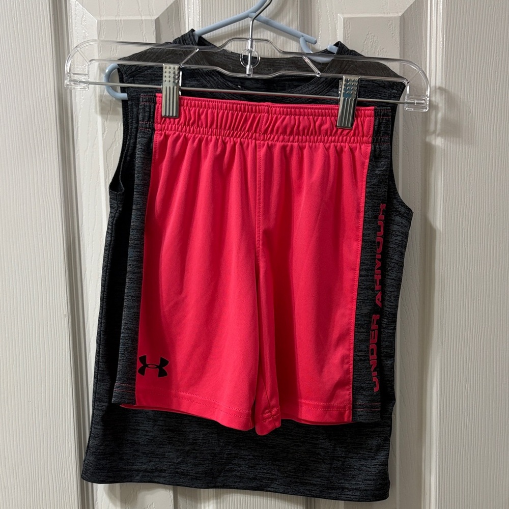 Baseball Under Armour Charcoal and Pinkish/ Coral Set